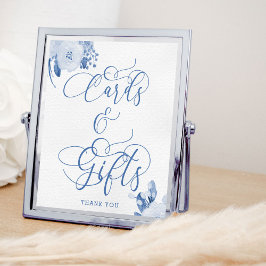 Elegante Blumenstrauß Blue Cards und Gifts Zeichen Poster