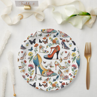 Elegante Blumenstrauß-Blume Schmetterlinge Pappteller