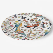 Elegante Blumenstrauß-Blume Schmetterlinge Pappteller (Schrägansicht)