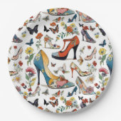 Elegante Blumenstrauß-Blume Schmetterlinge Pappteller (Vorderseite)