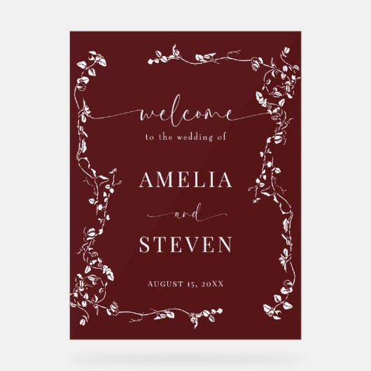 Elegante Blumenstrauß Classic Wedding Acrylschild (Vorderseite)