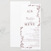 Elegante Blumenstrauß Classic Wedding Menükarte (Vorne/Hinten)