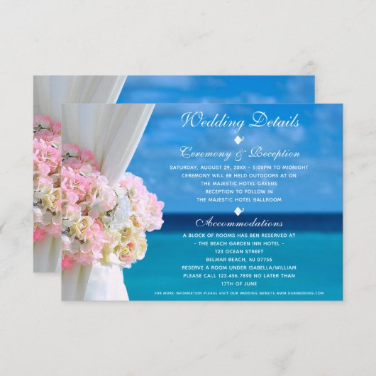 Elegante Blumenstrauß-Strandkarte Einladung (Vorne/Hinten)
