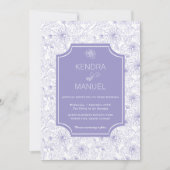 Elegante Blumentoile Lilac Lila Hochzeit Einladung (Vorderseite)