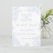 Elegante Blumentoile mit Foto Flat Save The Date (Stehend Vorderseite)