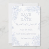 Elegante Blumentoile mit Foto Flat Save The Date (Vorderseite)