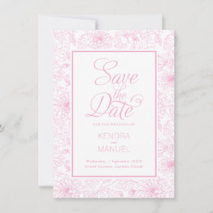 Elegante Blumentoile Rosa Hochzeit Save The Date