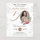 Elegante Blumenüberraschung 50. Geburtstagseinladu (Vorderseite)