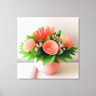 Elegante Blumenvase in Pastellfarbe Leinwanddruck