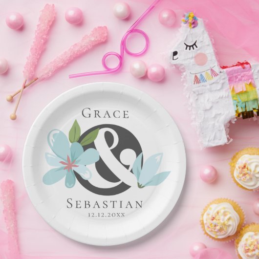 Elegante Blumenverkleidung Pappteller (Party)