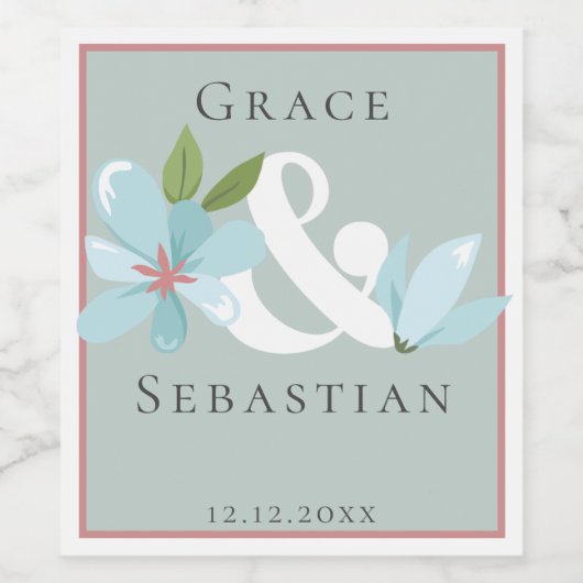 Elegante Blumenverkleidung Weinetikett (Einzelnes Label)