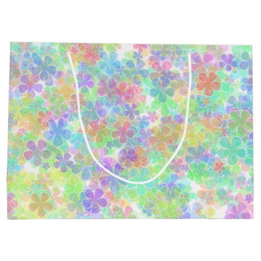 Elegante Blumenvorlage Abstrakte Blume farbenfroh Große Geschenktüte (Rückseite)