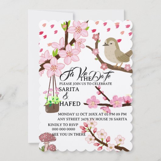 Elegante Blumenvorlage, Save the Date, Wildblume Date (Vorderseite)