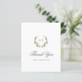 Elegante Blumenwappen-Hochzeit-Dankeskarten (Stehend Vorderseite)