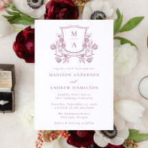 Elegante Blumenwappen-Monogramm-Hochzeit