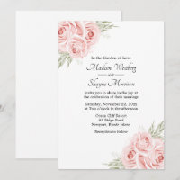 Elegante Blumenwatercolor Rosa Rosenhochzeit