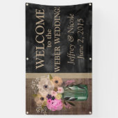 Elegante BlumenWeckglas-Hochzeit Banner (Vertikal)