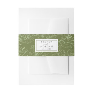 Elegante Blumenweihe Grüne Hochzeit Einladungsbanderole