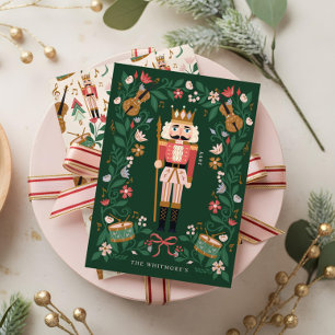 Elegante Blumenweihnachtskugel Feiertagskarte