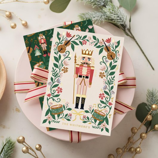 Elegante Blumenweihnachtskugel Folien Feiertagskarte