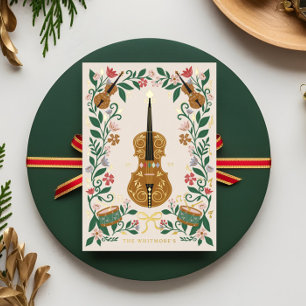 Elegante Blumenweihnachtskugel Folien Feiertagskarte