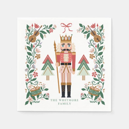 Elegante Blumenweihnachtskugel Serviette (Vorderseite)