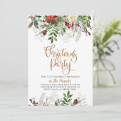 Elegante Blumenweihnachtszeit-Party Einladung (Stehend Vorderseite)