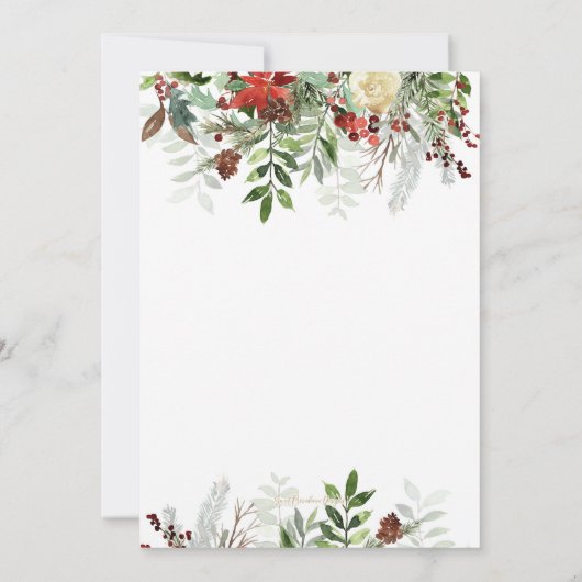 Elegante Blumenweihnachtszeit-Party Einladung (Rückseite)