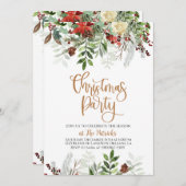 Elegante Blumenweihnachtszeit-Party Einladung (Vorne/Hinten)