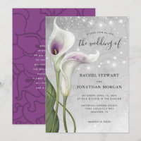 Elegante Blumenweiße und Lila Calla Lily Wedding