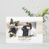 Elegante Blumenwinters Holiday wünscht Foto-Karte Einladung (Stehend Vorderseite)