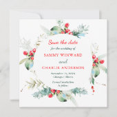 Elegante Blumenwinters Wedding Save the Date Einladung (Vorderseite)