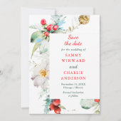 Elegante Blumenwinters Wedding Save the Date Einladung (Vorderseite)