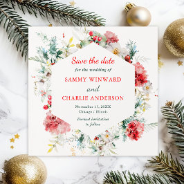 Elegante Blumenwinters Wedding Save the Date Einladung