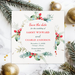 Elegante Blumenwinters Wedding Save the Date Einladung