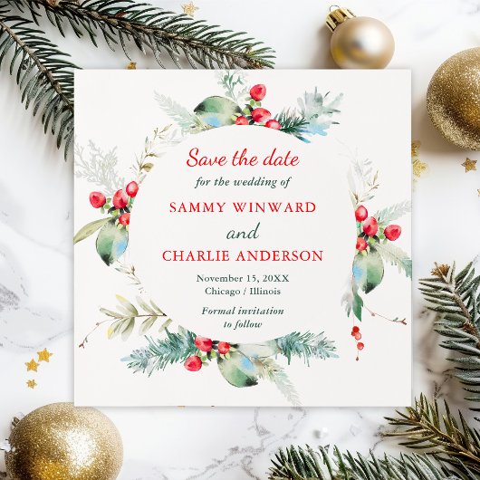 Elegante Blumenwinters Wedding Save the Date Einladung
