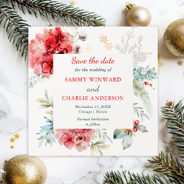 Elegante Blumenwinters Wedding Save the Date Einladung