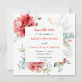 Elegante Blumenwinters Wedding Save the Date Einladung (Vorderseite)