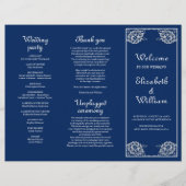 Elegante Blumenzange auf Blue Wedding Flyer (Vorne)