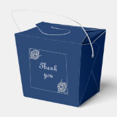 Elegante Blumenzange auf Blue Wedding Geschenkschachtel (Rückseite)