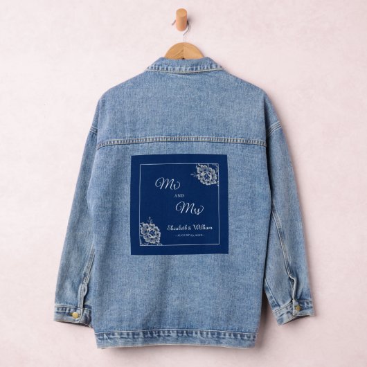 Elegante Blumenzange auf Blue Wedding Jeansjacke (Hangar)