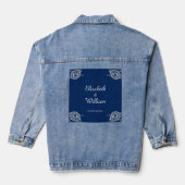 Elegante Blumenzange auf Blue Wedding Jeansjacke (Rückseite)