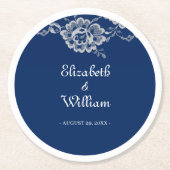 Elegante Blumenzange auf Blue Wedding Runder Pappuntersetzer (Vorderseite)