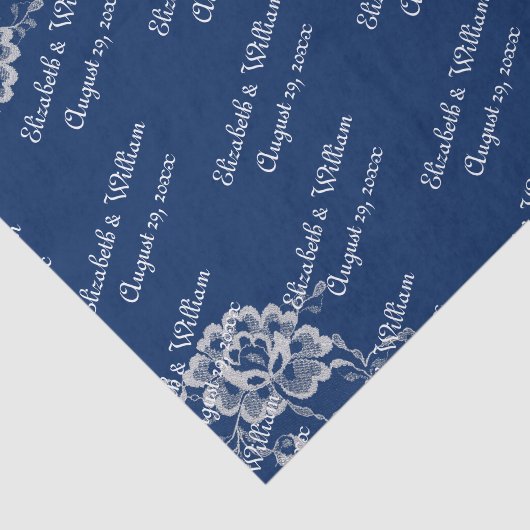 Elegante Blumenzange auf Blue Wedding Seidenpapier (Ausschnitt)