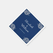 Elegante Blumenzange auf Blue Wedding Serviette (Ecke)