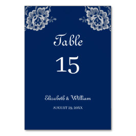 Elegante Blumenzange auf Blue Wedding Tischnummer