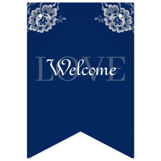 Elegante Blumenzange auf Blue Wedding Wimpelkette (Zweite Fahne)