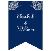 Elegante Blumenzange auf Blue Wedding Wimpelkette (Erste Fahne)