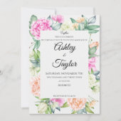 Elegante Blumenzarge Einladung (Vorderseite)