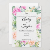 Elegante Blumenzarge Einladung (Vorne/Hinten)